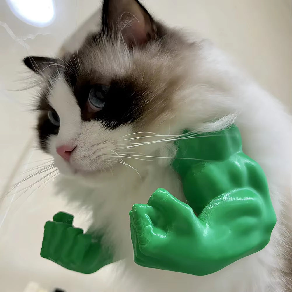 Creative 3D Printed Neck Arm Cat Muscle Arm with Muscle for Halloween Birthday Party Supplies Pet Cosplay Costume Accessories