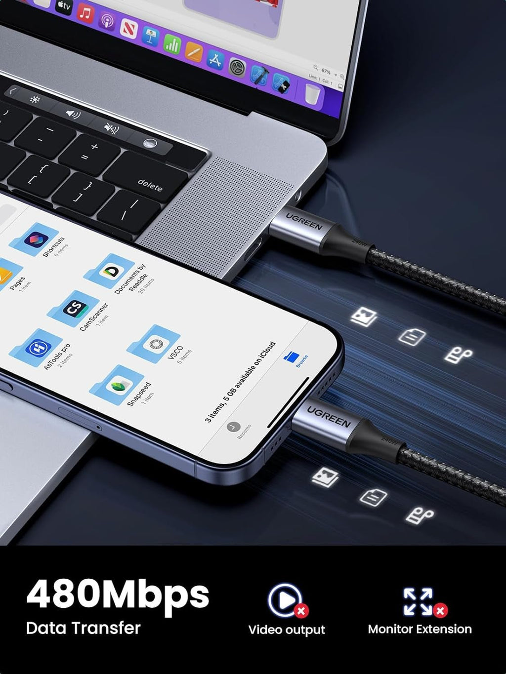 240W USB - C to USB - C Fast Charging Cable, Compatible with iPhone 17 Pro Max/16, Samsung Galaxy S25/S24, MacBook Pro/Air, iPad Pro/Air/Mini, Dell XPS, 6.6FT - ShiftX