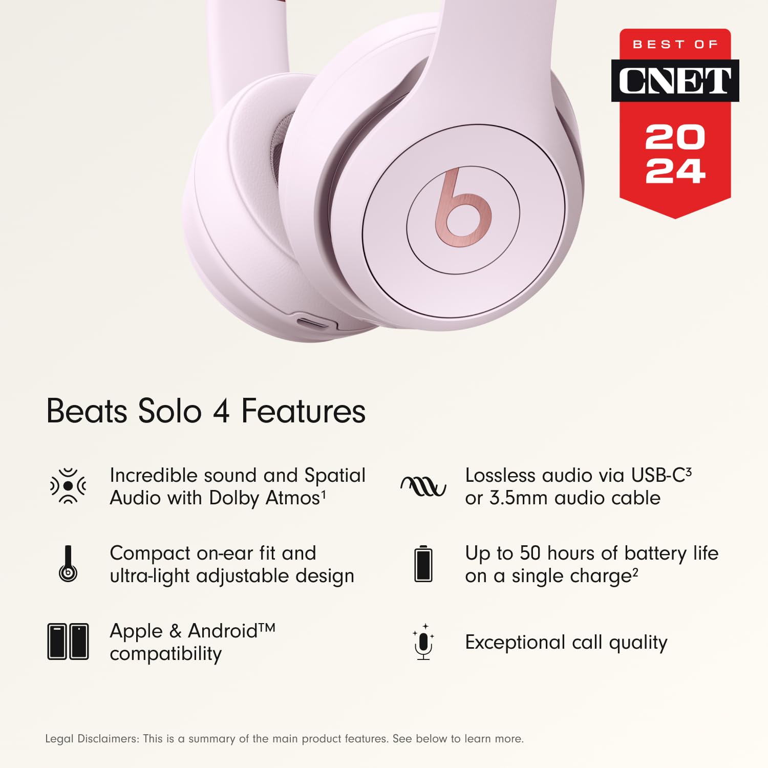 Beats Solo 4 - Wireless On - Ear Bluetooth Headphones, Up to 50 - Hour Battery Life, Ultra - Lightweight Comfort, Powerful and Balanced Sound, Apple & Android Compatible - Matte Black - ShiftX