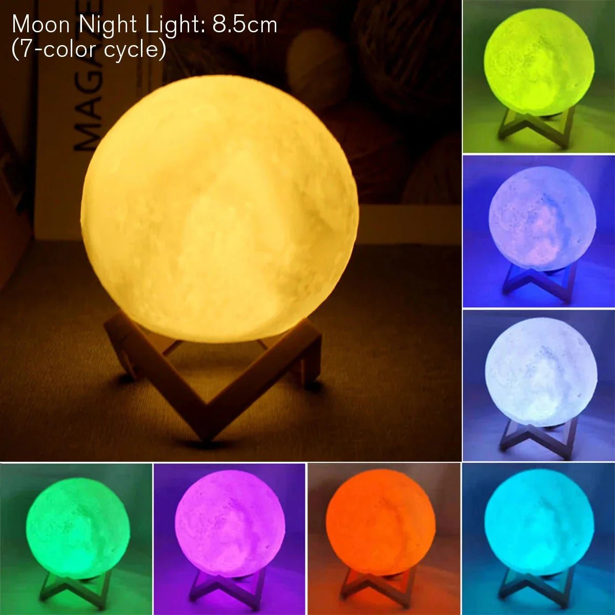 D5 Starry Moon Lamp 8Cm - LED Night Light with Stand, Perfect for Bedroom Decor and Gifts - ShiftX