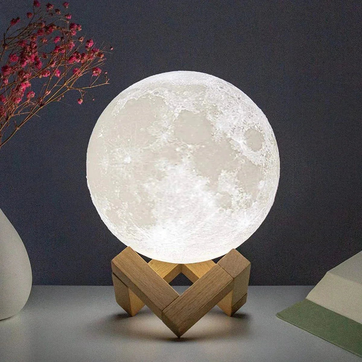 D5 Starry Moon Lamp 8Cm - LED Night Light with Stand, Perfect for Bedroom Decor and Gifts - ShiftX