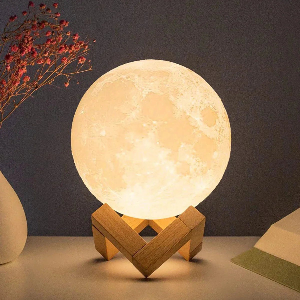 D5 Starry Moon Lamp 8Cm - LED Night Light with Stand, Perfect for Bedroom Decor and Gifts - ShiftX