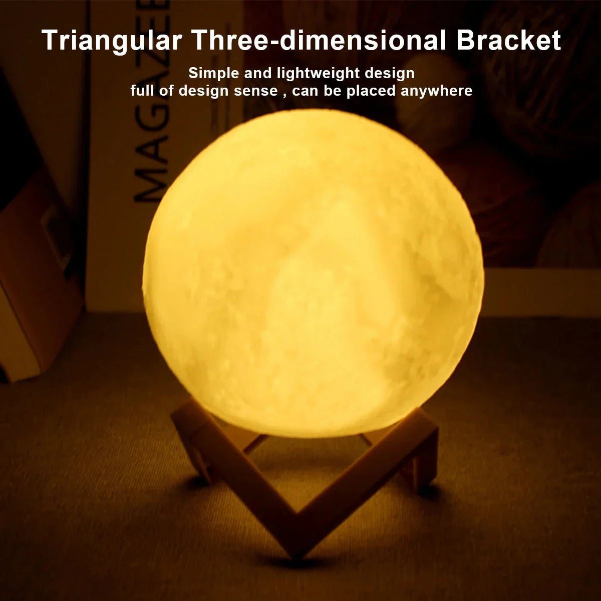 D5 Starry Moon Lamp 8Cm - LED Night Light with Stand, Perfect for Bedroom Decor and Gifts - ShiftX