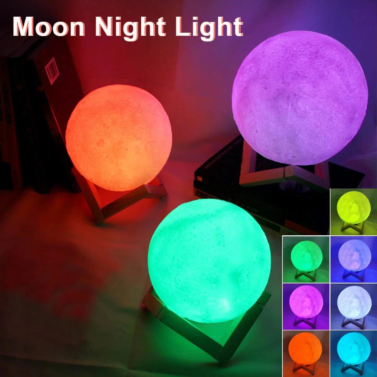 D5 Starry Moon Lamp 8Cm - LED Night Light with Stand, Perfect for Bedroom Decor and Gifts - ShiftX