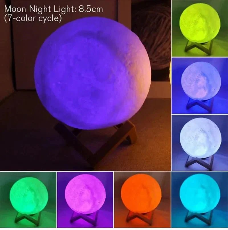 D5 Starry Moon Lamp 8Cm - LED Night Light with Stand, Perfect for Bedroom Decor and Gifts - ShiftX