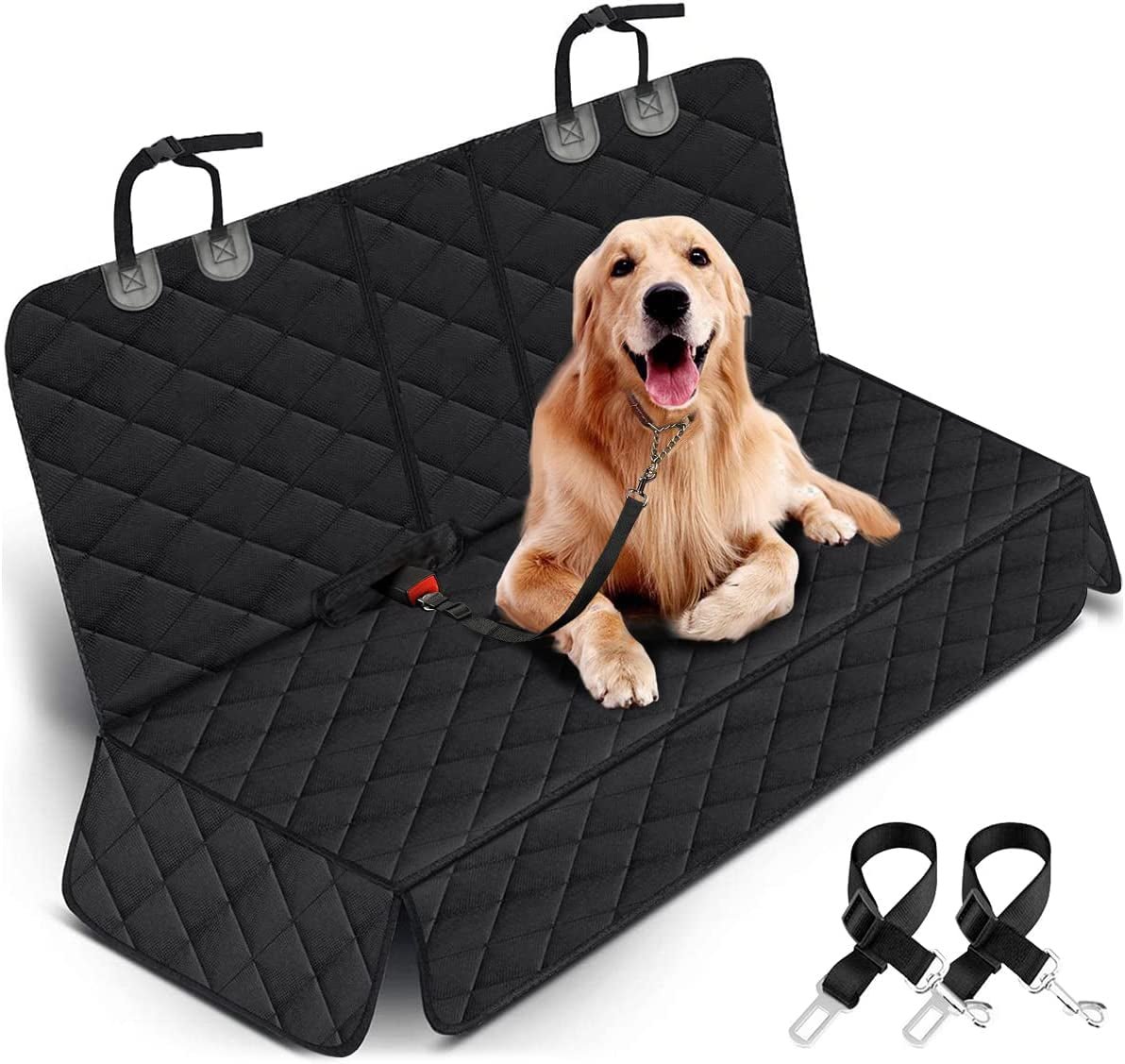 Dog Car Seat Cover - Waterproof Back Seat Protector for Pets, Non - Slip Design with Middle Armrest Compatibility for Most Cars, Trucks, and SUVs - Black - ShiftX