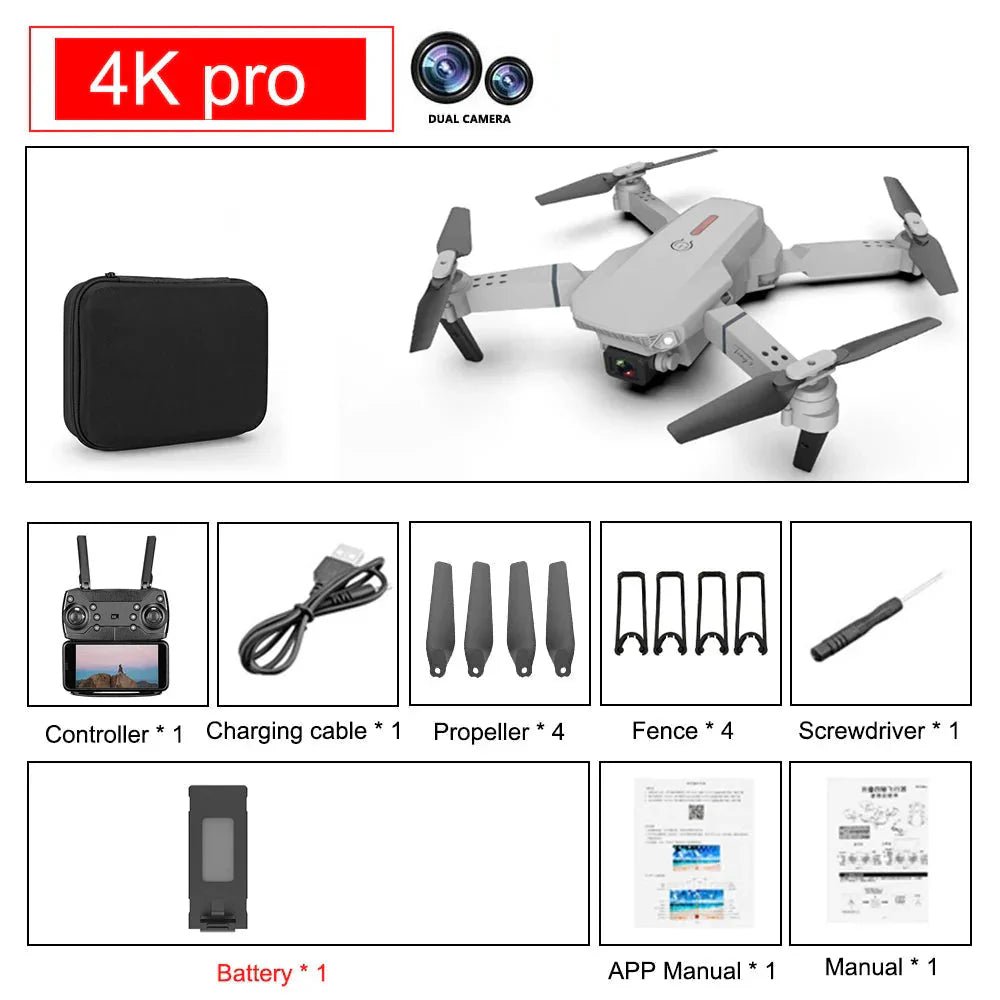 E88 Pro Foldable Quadcopter Drone - WIFI FPV, HD 4K Camera, Altitude Hold - ShiftX