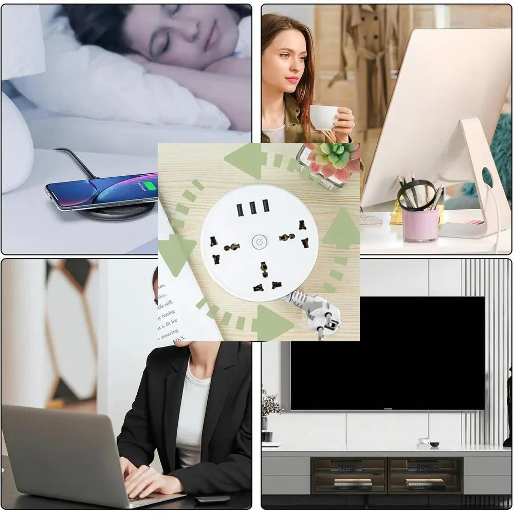 EU Plug AC Outlet Smart Home Power Strip – Multipurpose Electrical Extension Cord with USB Ports & Fast Charging - ShiftX