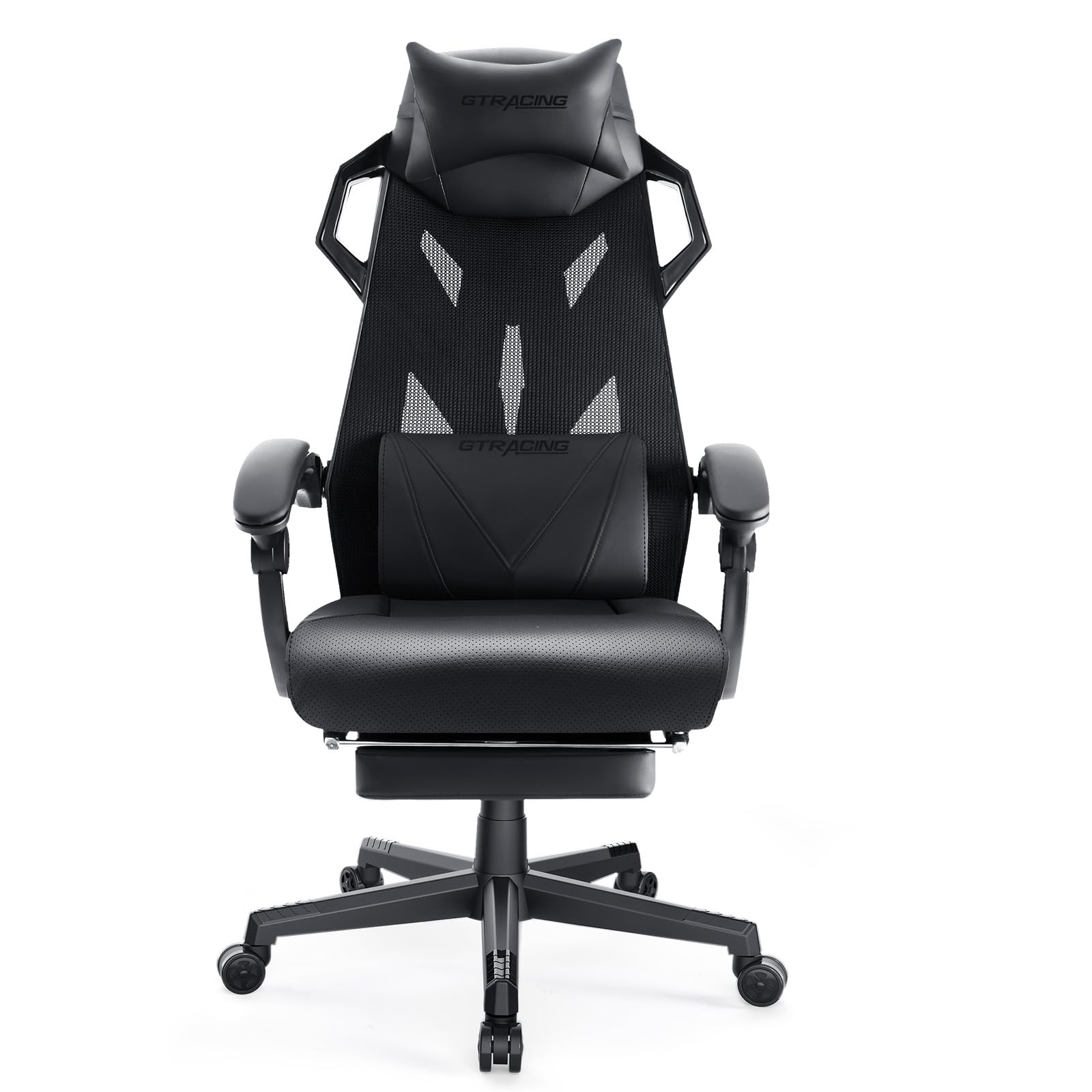 GTPLAYER Gaming Chair, Computer Chair with Mesh Back, Ergonomic Game Chair with Footrest, Reclining Game Chair with Adjustable Headrest and Lumbar Support for Gaming and Office (White) - ShiftX