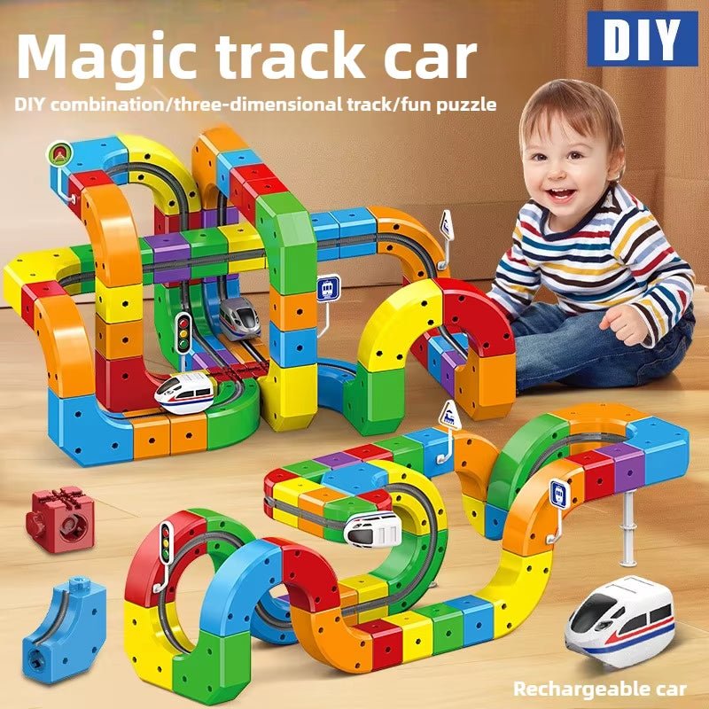 Kids Magnetic Rail Car Cube Toys Educational Toy DIY Building Blocks Magical Track Train Gravity Maze Toy Christmas Gifts - ShiftX