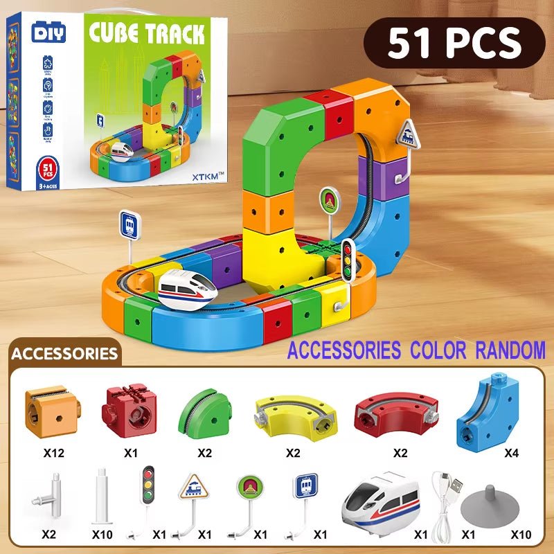 Kids Magnetic Rail Car Cube Toys Educational Toy DIY Building Blocks Magical Track Train Gravity Maze Toy Christmas Gifts - ShiftX