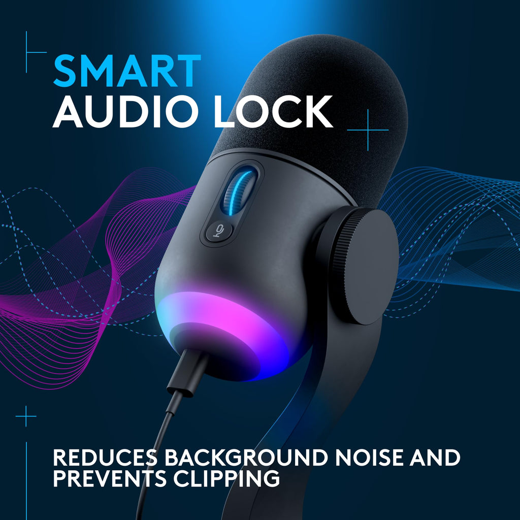 Logitech G Yeti GX Dynamic RGB Gaming Microphone, Podcast Microphone with LIGHTSYNC, Blue VO!CE, G HUB Control, USB Plug and Play - Black - ShiftX