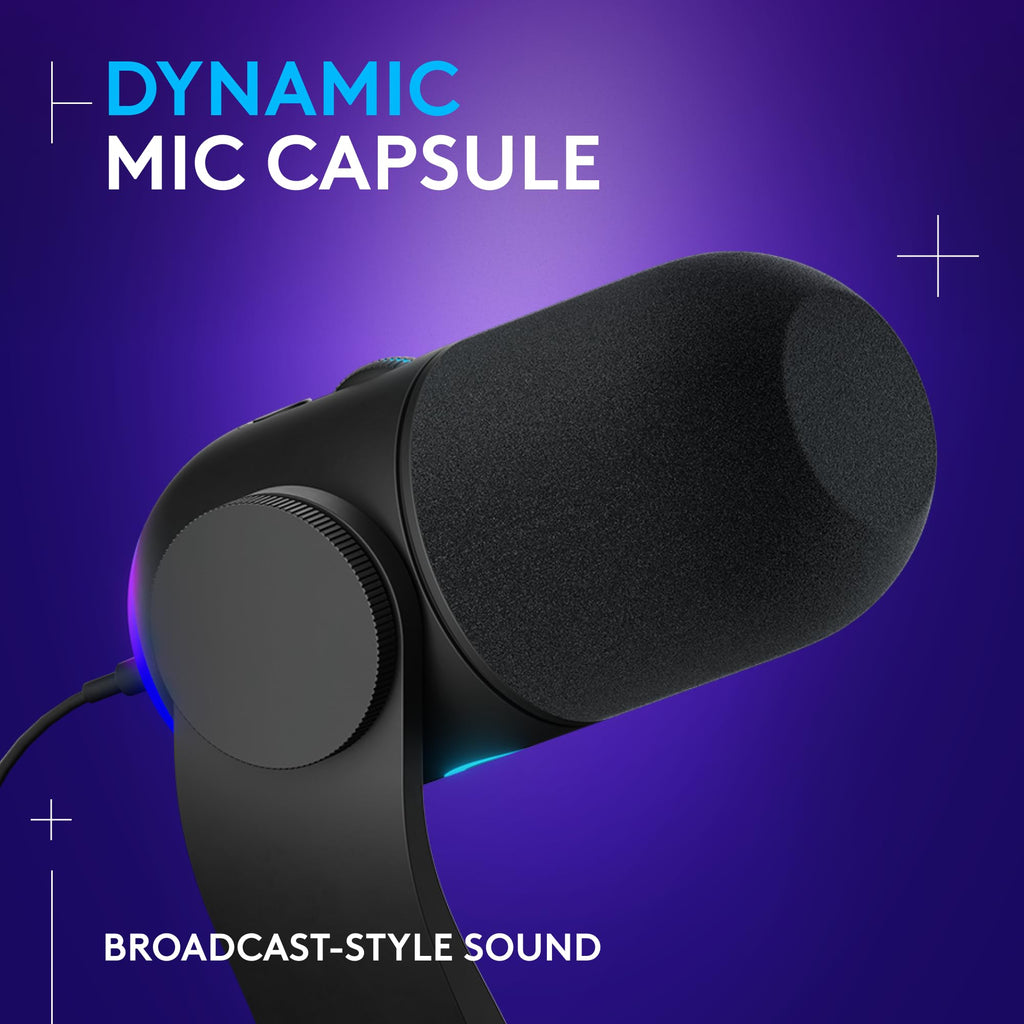 Logitech G Yeti GX Dynamic RGB Gaming Microphone, Podcast Microphone with LIGHTSYNC, Blue VO!CE, G HUB Control, USB Plug and Play - Black - ShiftX