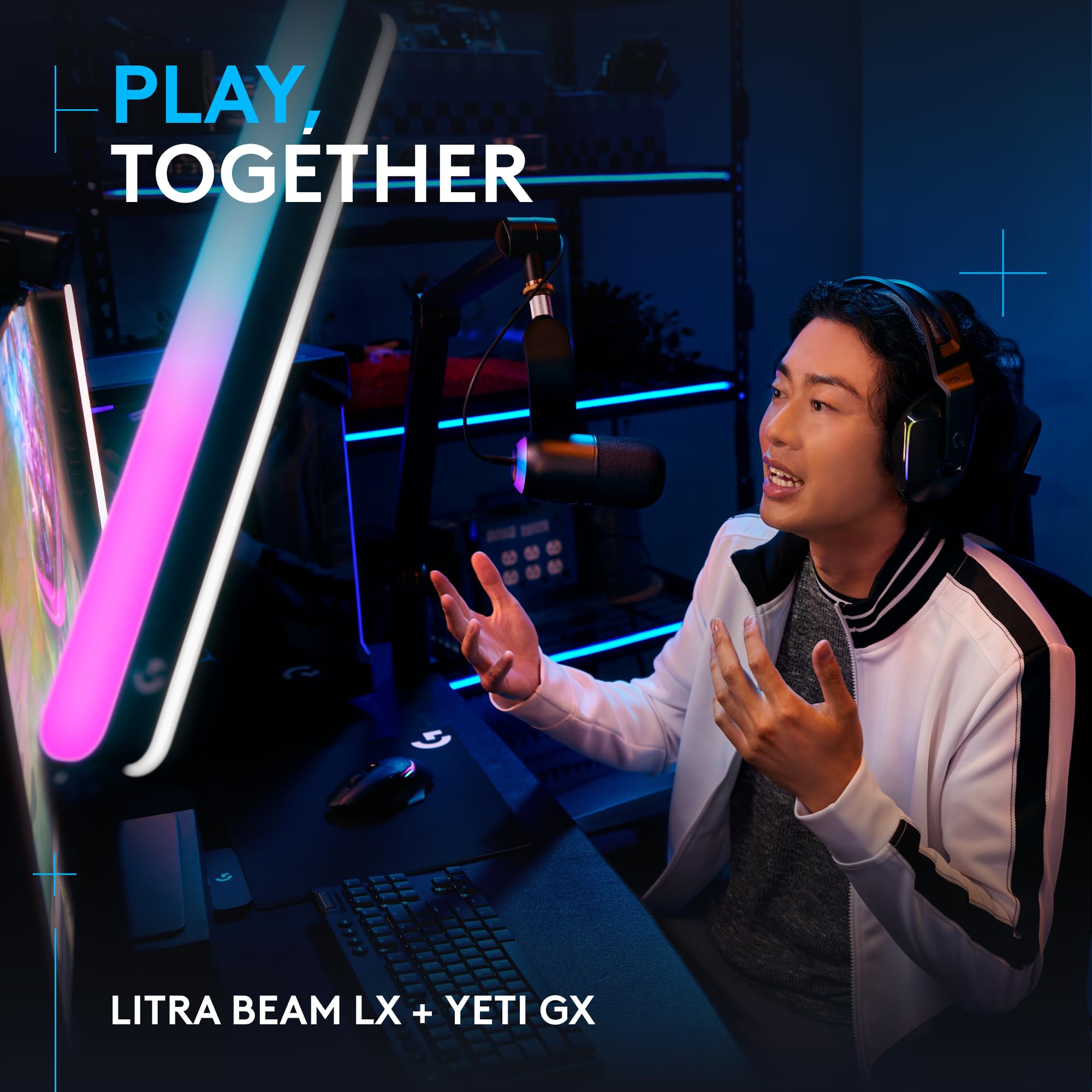 Logitech G Yeti GX Dynamic RGB Gaming Microphone, Podcast Microphone with LIGHTSYNC, Blue VO!CE, G HUB Control, USB Plug and Play - Black - ShiftX