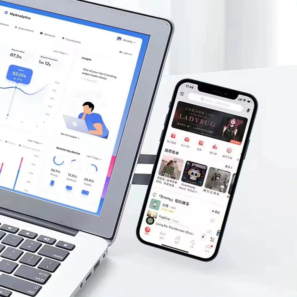 Metal Expansion Phone Stand for Laptop and Tesla Vehicles - Magnetic Folding Phone Holder with 15W Fast Charger - ShiftX