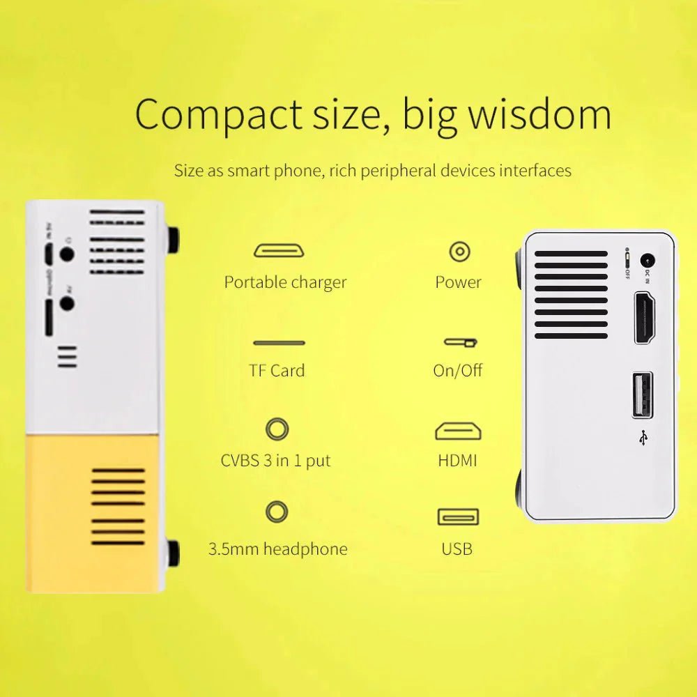 Mini Projector – 1080P Full HD Support, Portable LED Projector, 4K Video Playback, Multiple Connectivity Options - ShiftX