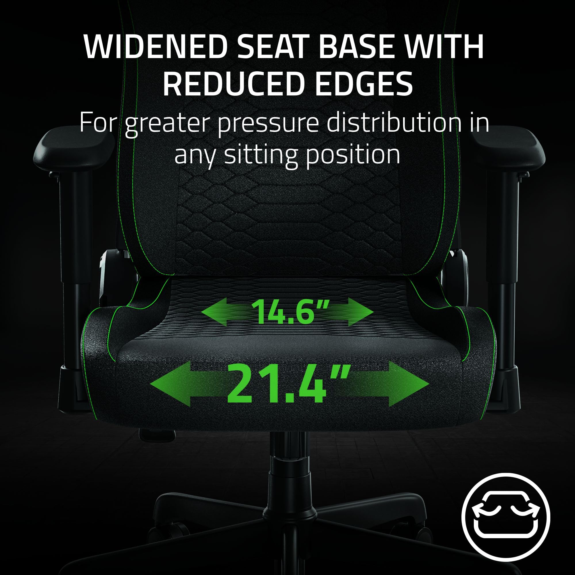 Razer Iskur V2 X Ergonomic Gaming Chair: Built - in Lumbar Support - Widened Seat Base - High Density Foam Cushions - Adjustable 152 Degree Recline - 2D Armrests - Plush Fabric Finish - Black - ShiftX