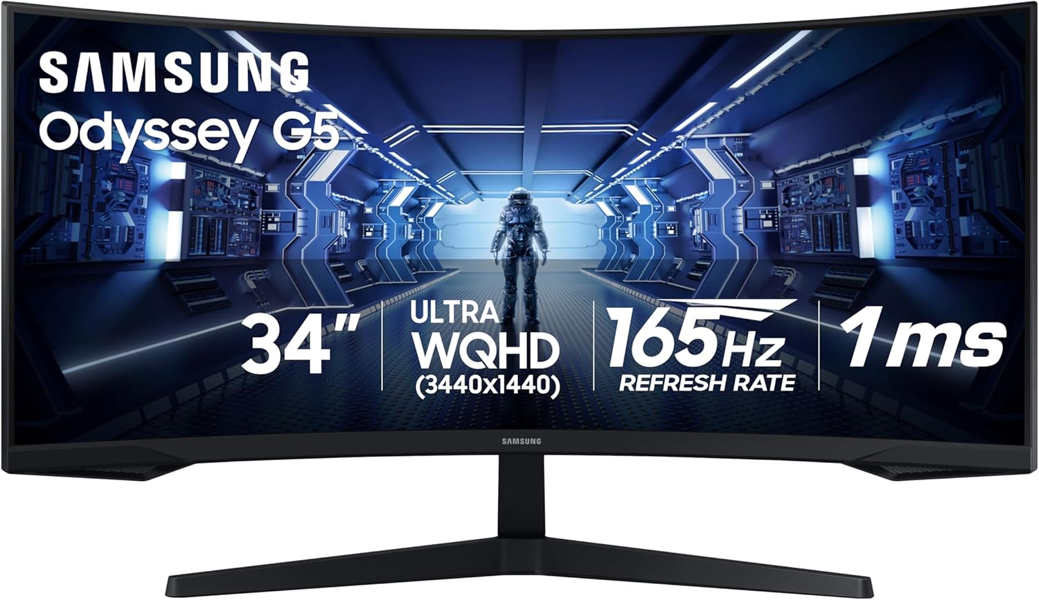 SAMSUNG 34' Odyssey G5 Ultra-Wide Gaming Monitor - 165Hz, 1ms, FreeSync Premium, WQHD, LC34G55TWWNXZA - ShiftX